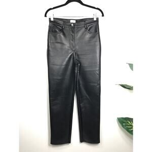 Wilfred Womens 4 Melina Black Vegan Faux Leather Pants Straight Leg Smooth Sleek